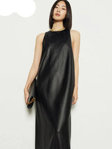 Long Faux Leather Tank Dress