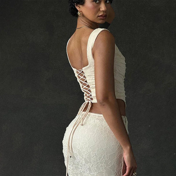 Elegant Lace Two Piece Dress Set