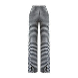 Casual Plaid Ruffles Edge Flare Pants
