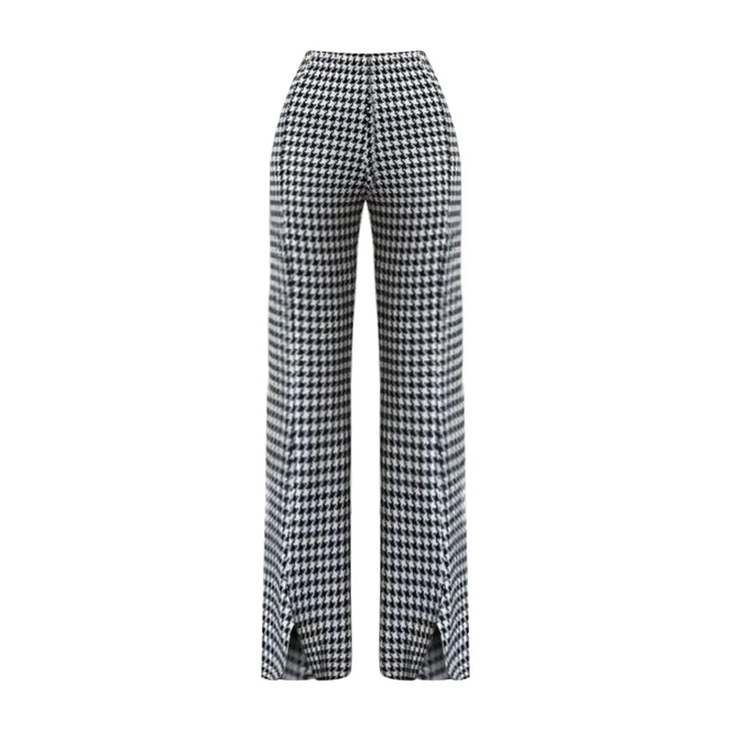 Casual Plaid Ruffles Edge Flare Pants