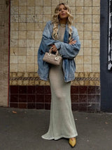 Long Sleeve Knit Beach Dress
