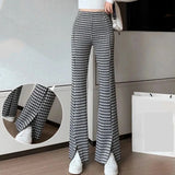 Casual Plaid Ruffles Edge Flare Pants